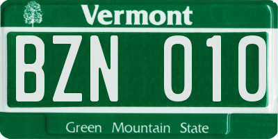 VT license plate BZN010