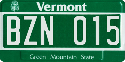 VT license plate BZN015