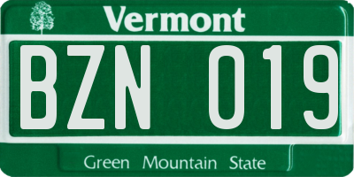 VT license plate BZN019