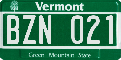 VT license plate BZN021
