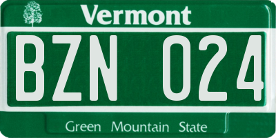 VT license plate BZN024