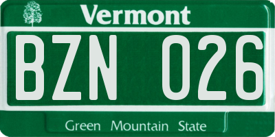 VT license plate BZN026