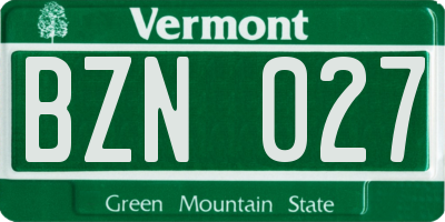 VT license plate BZN027