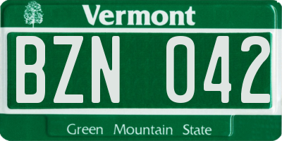 VT license plate BZN042