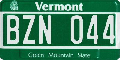 VT license plate BZN044