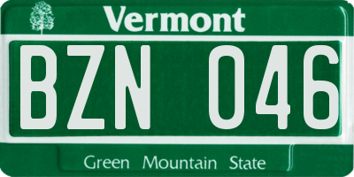 VT license plate BZN046