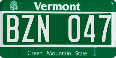 VT license plate BZN047
