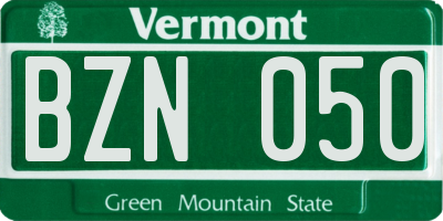 VT license plate BZN050