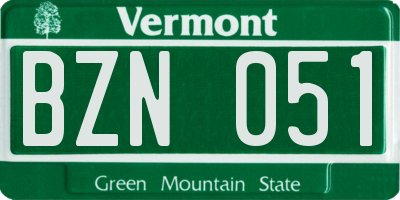 VT license plate BZN051
