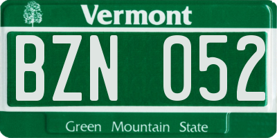 VT license plate BZN052