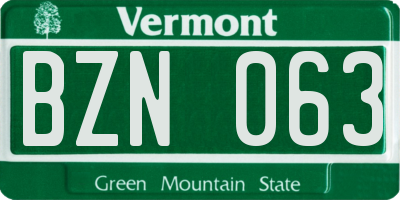 VT license plate BZN063