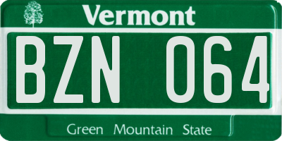 VT license plate BZN064