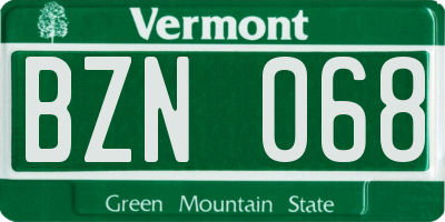 VT license plate BZN068
