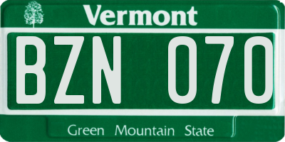 VT license plate BZN070