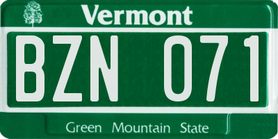 VT license plate BZN071