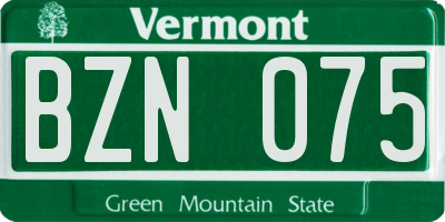 VT license plate BZN075