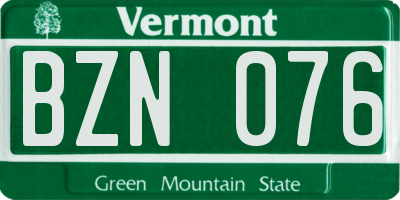 VT license plate BZN076