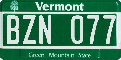 VT license plate BZN077