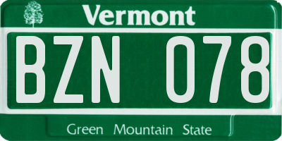 VT license plate BZN078