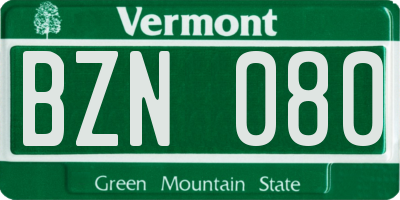 VT license plate BZN080