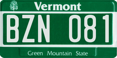 VT license plate BZN081