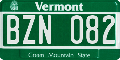 VT license plate BZN082