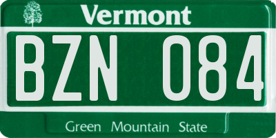 VT license plate BZN084