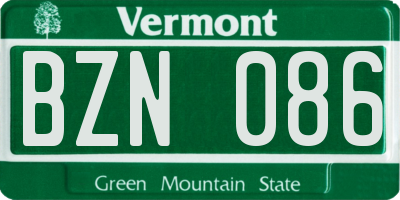 VT license plate BZN086