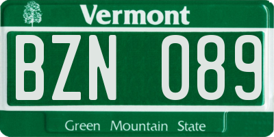 VT license plate BZN089