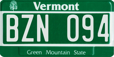 VT license plate BZN094