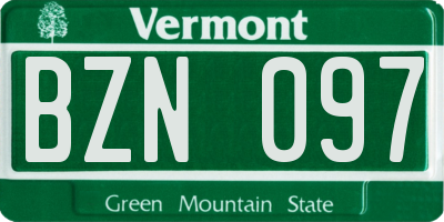 VT license plate BZN097