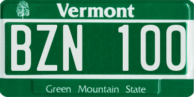 VT license plate BZN100