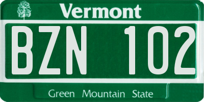 VT license plate BZN102