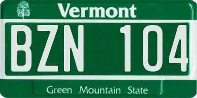 VT license plate BZN104