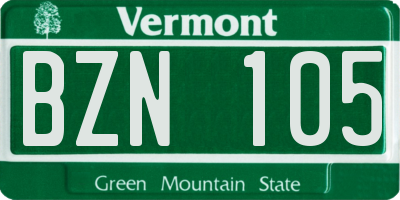 VT license plate BZN105