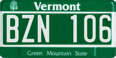 VT license plate BZN106