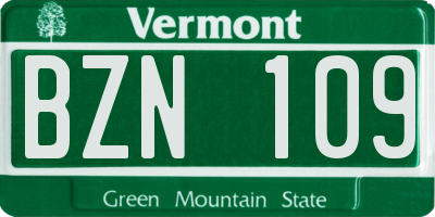 VT license plate BZN109
