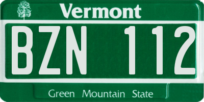 VT license plate BZN112