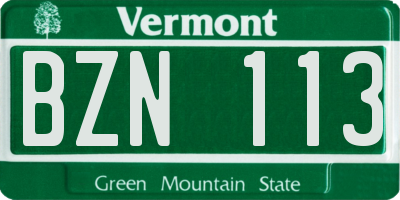 VT license plate BZN113