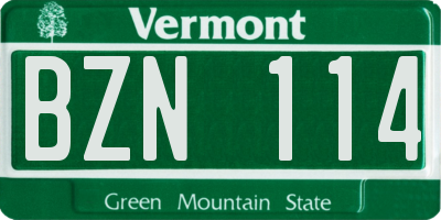 VT license plate BZN114