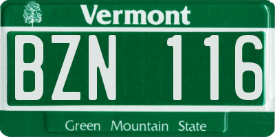 VT license plate BZN116