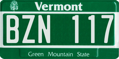 VT license plate BZN117