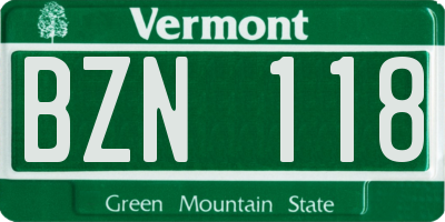 VT license plate BZN118