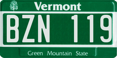 VT license plate BZN119