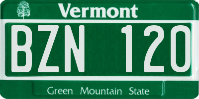 VT license plate BZN120
