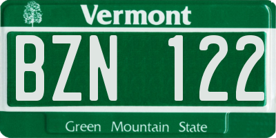 VT license plate BZN122