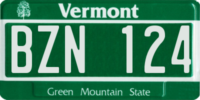 VT license plate BZN124