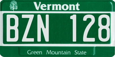 VT license plate BZN128