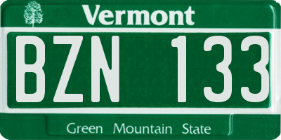 VT license plate BZN133
