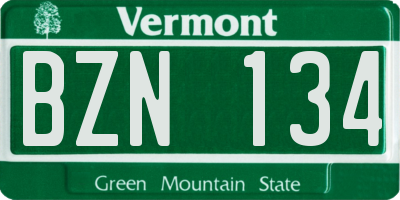 VT license plate BZN134